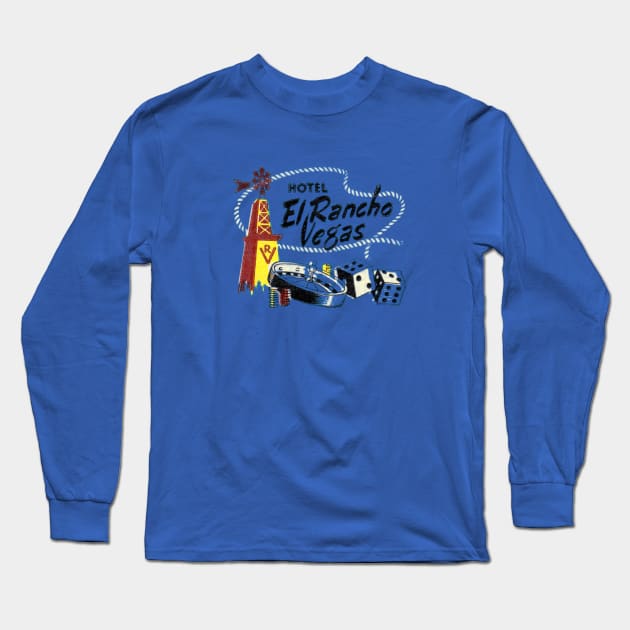 Hotel El Rancho Vegas Distressed Vintage Long Sleeve T-Shirt by offsetvinylfilm